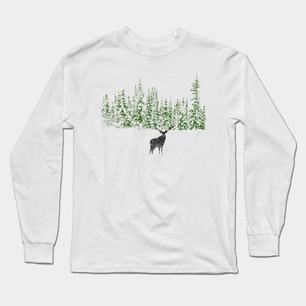 Lonely Deer Long Sleeve T-Shirt by bulografik